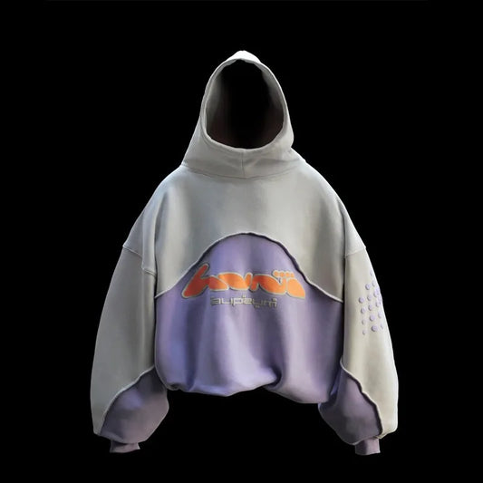 Y2K Harajuku zip Hoodie Fashion Letter Pattern Printed Splicing Design - Jeetskee
