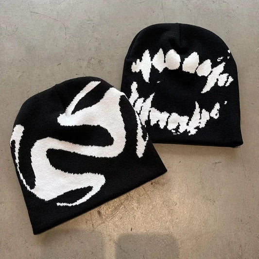 Women Hat Knitting Beanies Goth Tooth Caps Men Y2k Streetwear Winter - Jeetskee