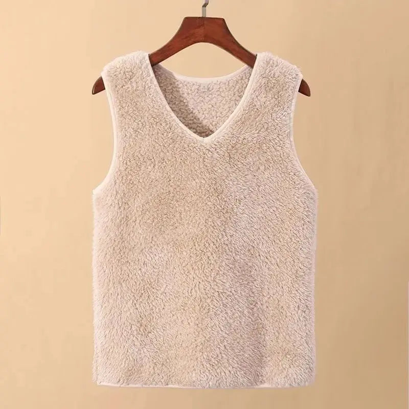 Winter New thick Warm Comfort V-neck Vest Plus Velvet Plus Large  Back - Jeetskee