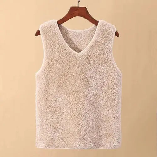 Winter New thick Warm Comfort V-neck Vest Plus Velvet Plus Large  Back - Jeetskee