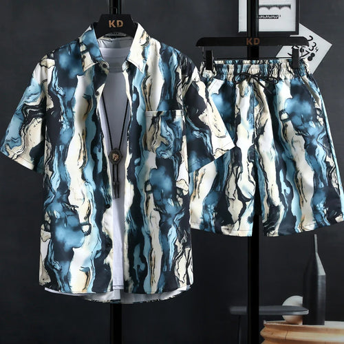 【M-3XL】New men's printed shirt sets, high quality fashion trend - Jeetskee