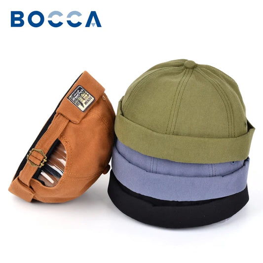 Bocca Vintage Docker Cap Brimless Hat Skullcap Retro Cotton Adjustable - Jeetskee