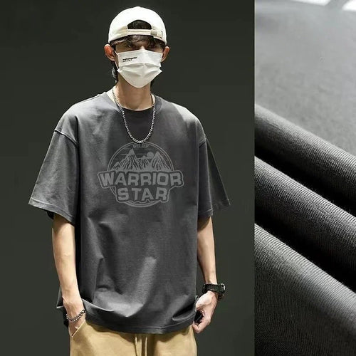 Tops Loose Male Tees Shirts Print Men's T-shirt Blue Baggy Graphic - Jeetskee
