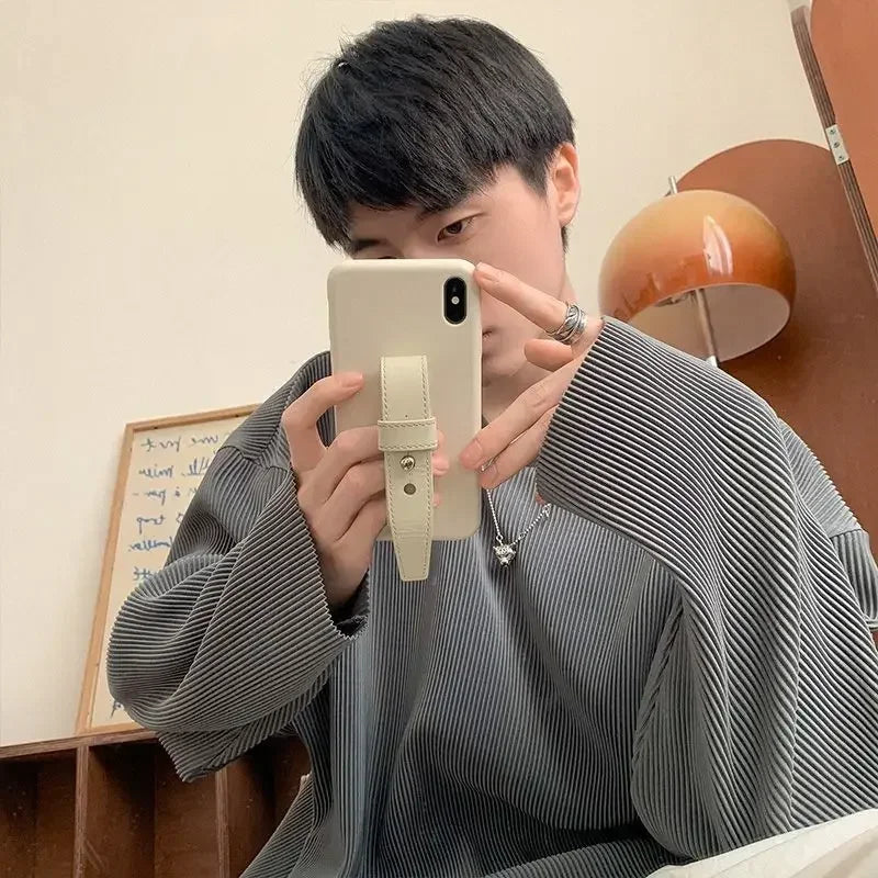 Men's Clothing Stripe Oversize Top Big Size T Shirt for Man Plain - Jeetskee