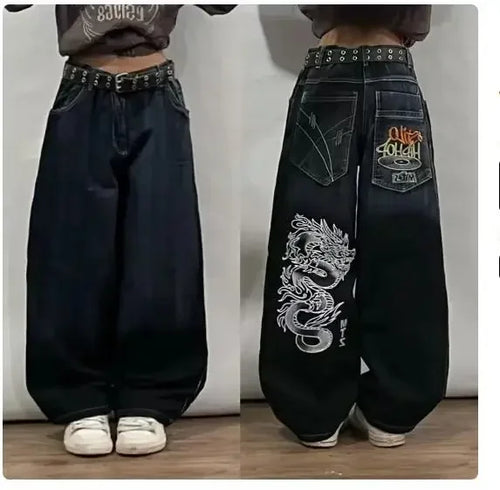 2024 New American Harajuku Retro Straight High Waist Y2K Street Style - Jeetskee