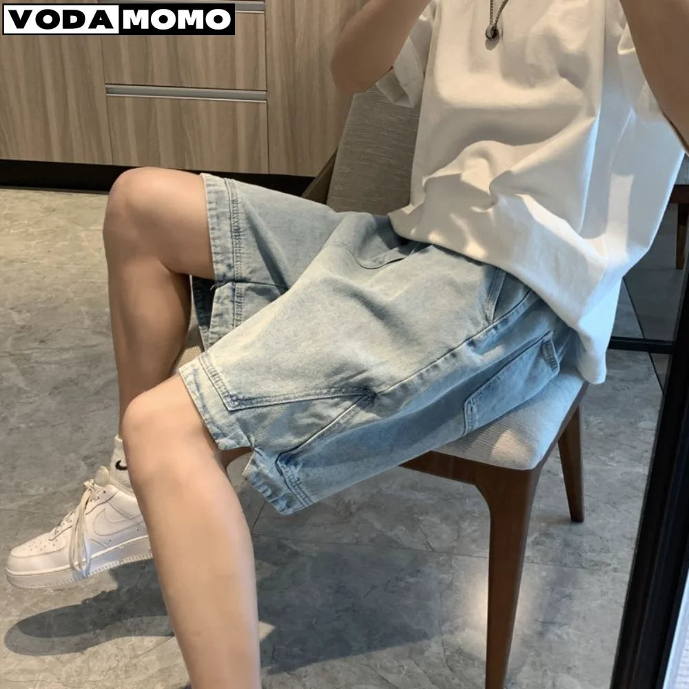 Summer Men's Fashion Pocket Baggy Jeans Shorts Loose Straight Capris - Jeetskee