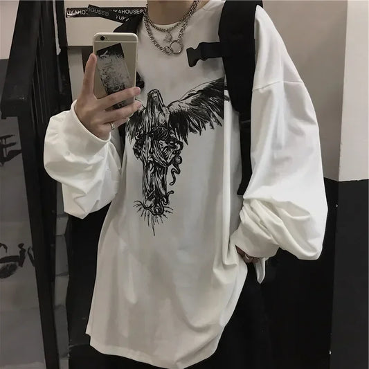 T Shirt for Men Men Long Sleeve T-shirt Unisex Print Hip-pop High - Jeetskee