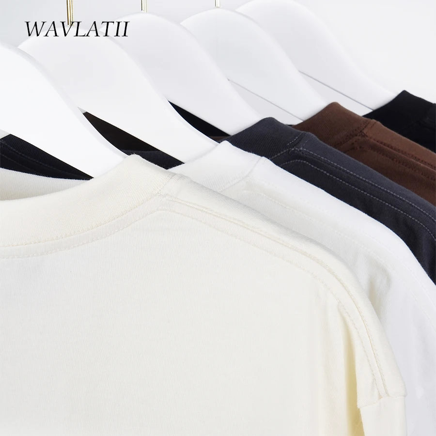 WAVLATII Oversized Summer T shirts for Women Men Brown Casual Female - Jeetskee