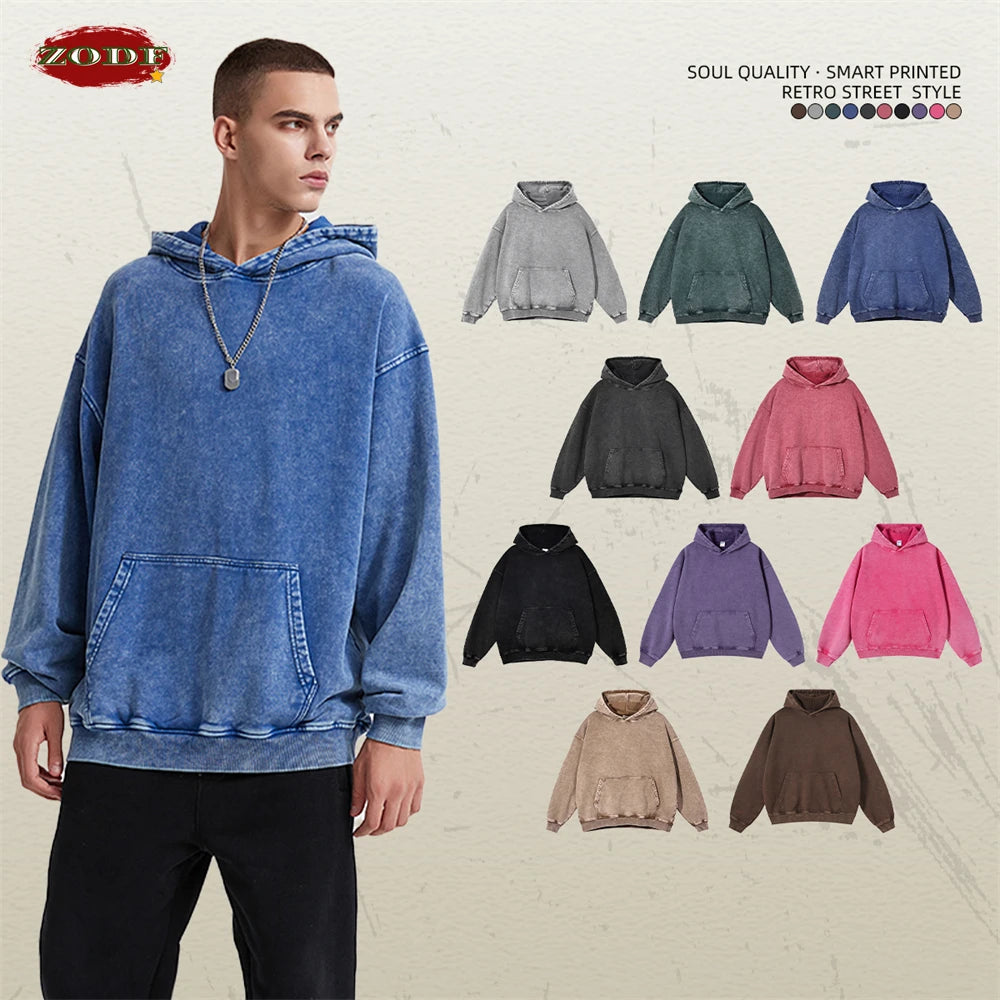 ZODF 2023 Autumn Winter Men 420gsm Hoodies Streetwears High Street - Jeetskee