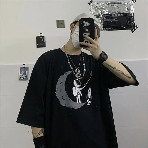 T Shirt for Men Dark Print T-shirts Men's clothing Gothic Fashion - Jeetskee