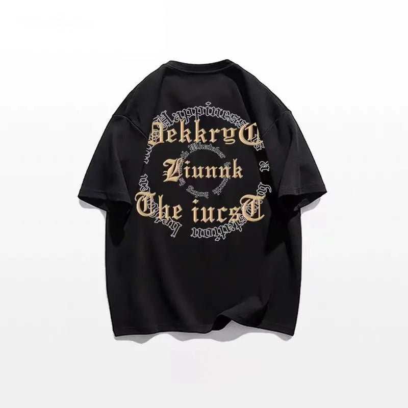 Men's T-shirt Loose Alphabet Tops Oversized Male Tees Shirts Hip Hop - Jeetskee