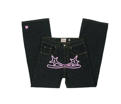 Y2k Men Retro Harajuku Clothing 2023 New Baggy Casual Wide Leg Jeans - Jeetskee