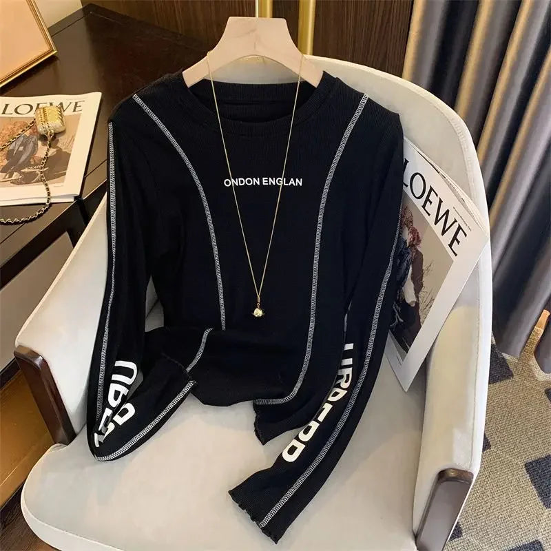 Tops Woman Baggy Korean Style Polyester Long Sleeve T Shirt for Women - Jeetskee