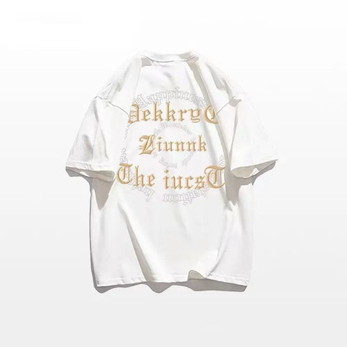 Men's T-shirt Loose Alphabet Tops Oversized Male Tees Shirts Hip Hop - Jeetskee