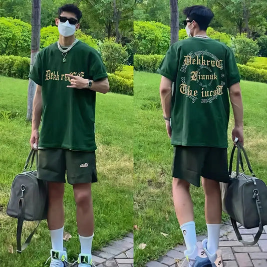 Men's T-shirt Loose Alphabet Tops Oversized Male Tees Shirts Hip Hop - Jeetskee