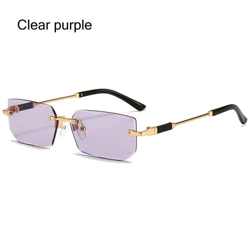 UV400 Rimless Rectangle Sunglasses Fashion Y2K Frameless Sun Glasses - Jeetskee