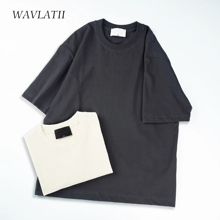 WAVLATII Oversized Summer T shirts for Women Men Brown Casual Female - Jeetskee