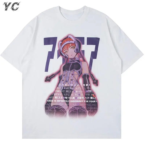 Harajuku Unisex T Shirt Sexy Manga Girls Kanji Print Anime T-Shirts - Jeetskee