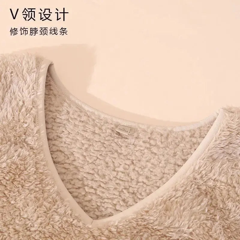 Winter New thick Warm Comfort V-neck Vest Plus Velvet Plus Large  Back - Jeetskee
