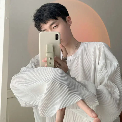 Men's Clothing Stripe Oversize Top Big Size T Shirt for Man Plain - Jeetskee
