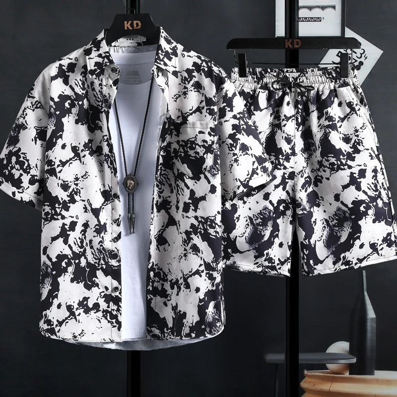 【M-3XL】New men's printed shirt sets, high quality fashion trend - Jeetskee