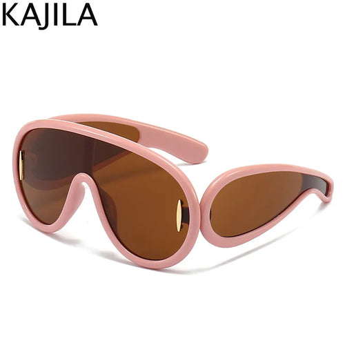 Oversized Y2K Punk One-Piece Sunglasses Women Sports Wave Mask Sun - Jeetskee