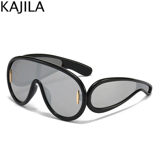 Oversized Y2K Punk One-Piece Sunglasses Women Sports Wave Mask Sun - Jeetskee