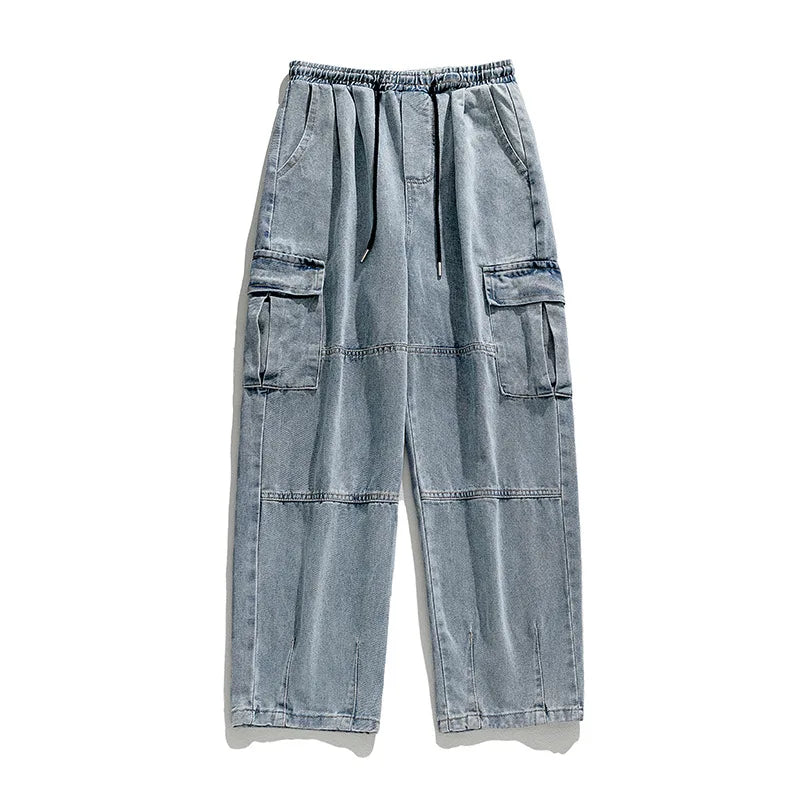 Trendy Denim Jeans Men Casual Loose Baggy Trousers Streetwear Hiphop - Jeetskee