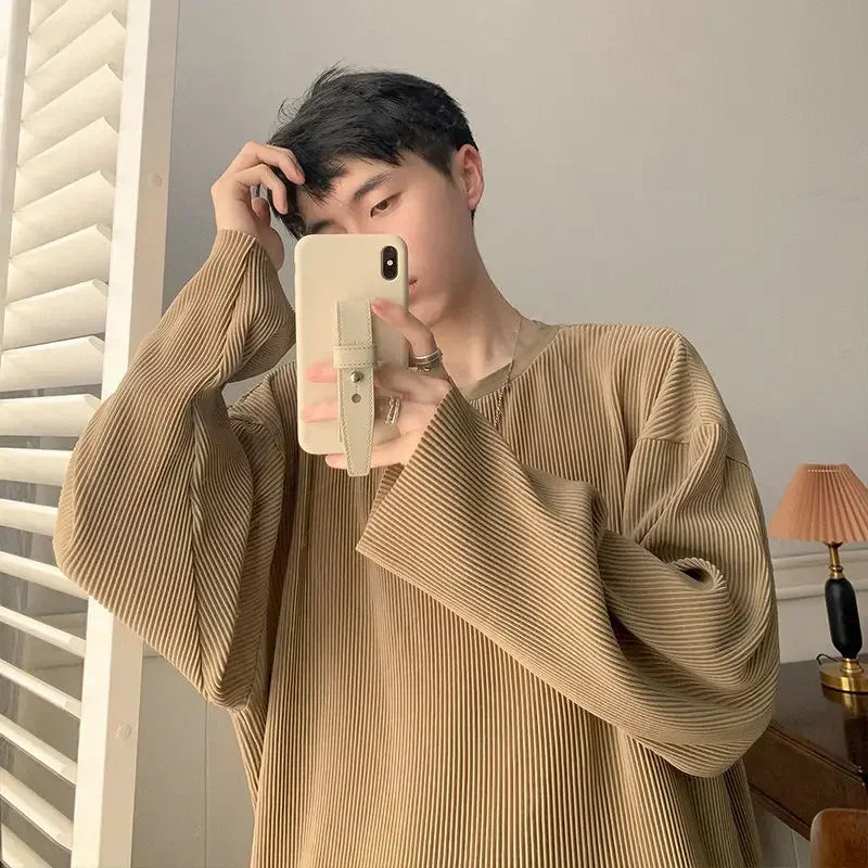Men's Clothing Stripe Oversize Top Big Size T Shirt for Man Plain - Jeetskee