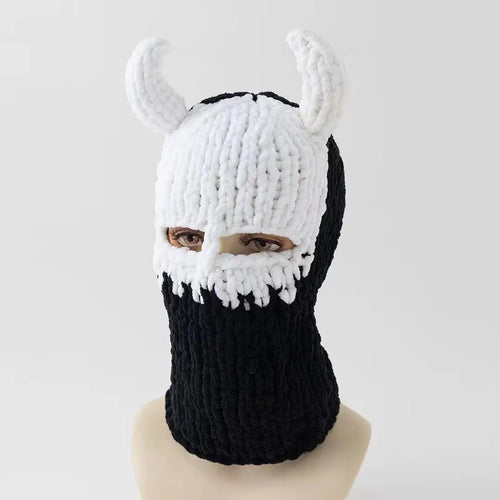 Y2K Long Rabbit Ear Funny Balaclava Hat Winter Thicken Warm Hand Made - Jeetskee