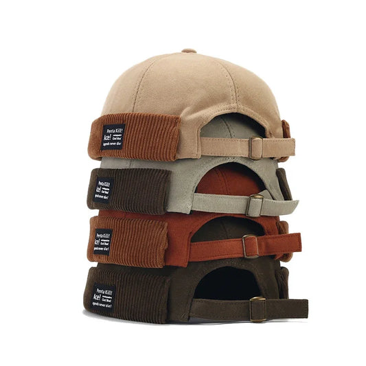 Amber Beanie Hat Without Visor Docker Brimless Hats Dome Corduroy For - Jeetskee