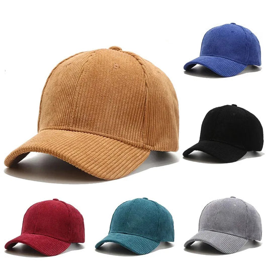 Spring Autumn Corduroy Baseball Cap for Women Men Unisex Vintage Solid - Jeetskee