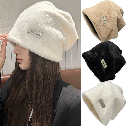 2024 New Fashion Rabbit Fur Y2k Beanies for Women Soft Warm Fluffy - Jeetskee