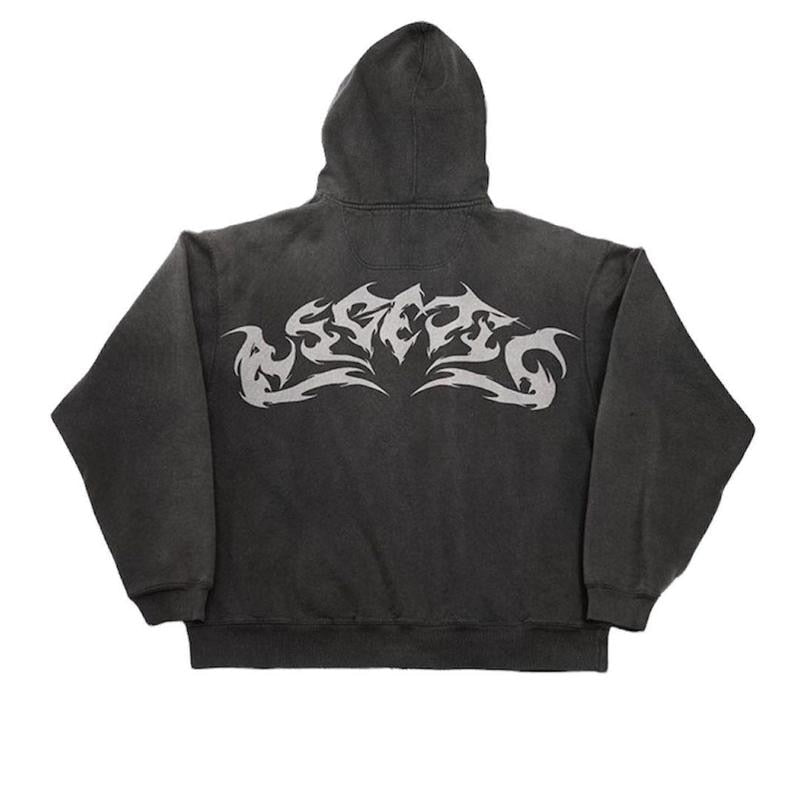 Street Retro Clothing Flame Print Oversized Sweatshirt Women Y2k - Jeetskee